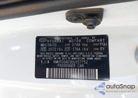 2013 Hyundai Veloster Base W/Gray z USA, uszkodzony, nr VIN KMHTC6AD3DU157752